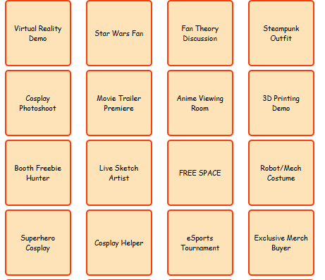 ComicCon Bingo